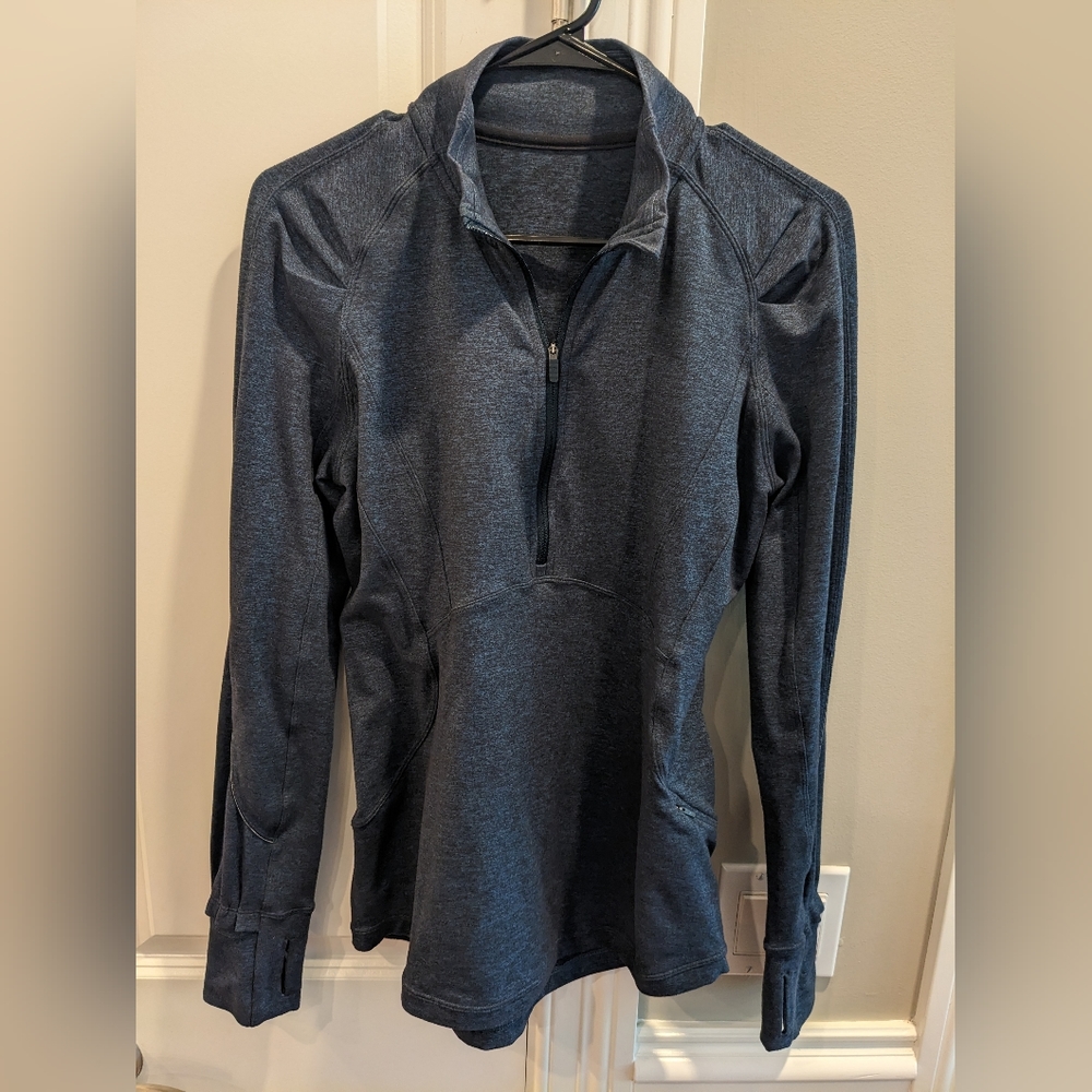 Lululemon quarter zip pullover, size 8, heathered navy